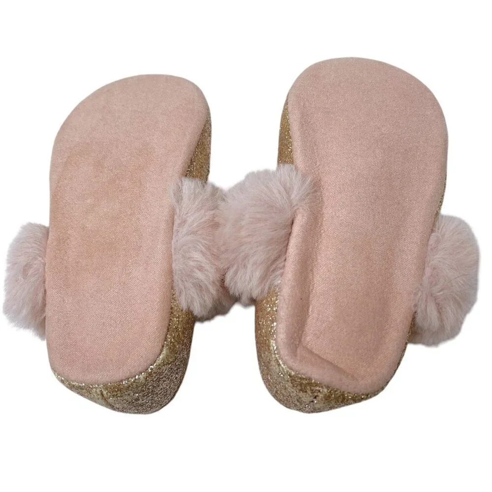 Childrens Place Baby Shoes Pink Ballet Faux Fur Princess Fairy Glitter Holiday